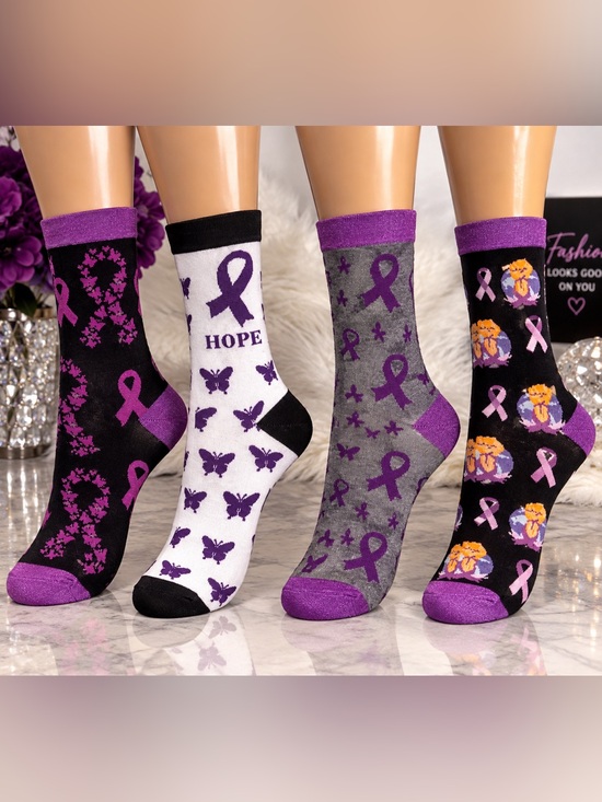 Accessories - Purple Ribbon Socks